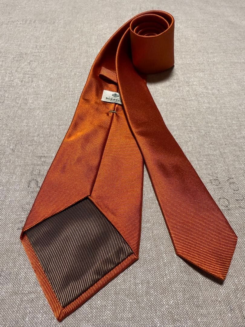 LUIGI BORRELLI／ルイジボレッリ／シルクソリッドタイ／オレンジ