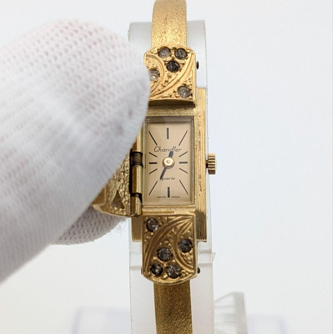 【稼働/希少】 chandler クォーツ腕時計 バングルウォッチ レディース