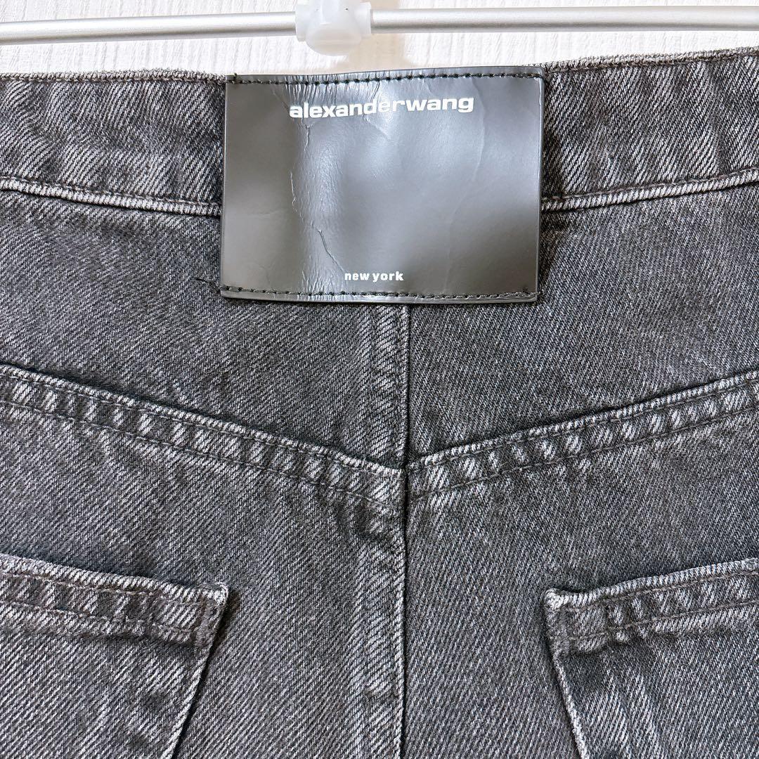 アレキサンダーワン　ロゴ　ダメージ　デニム　ショートパンツ　変形　ブラック　黒