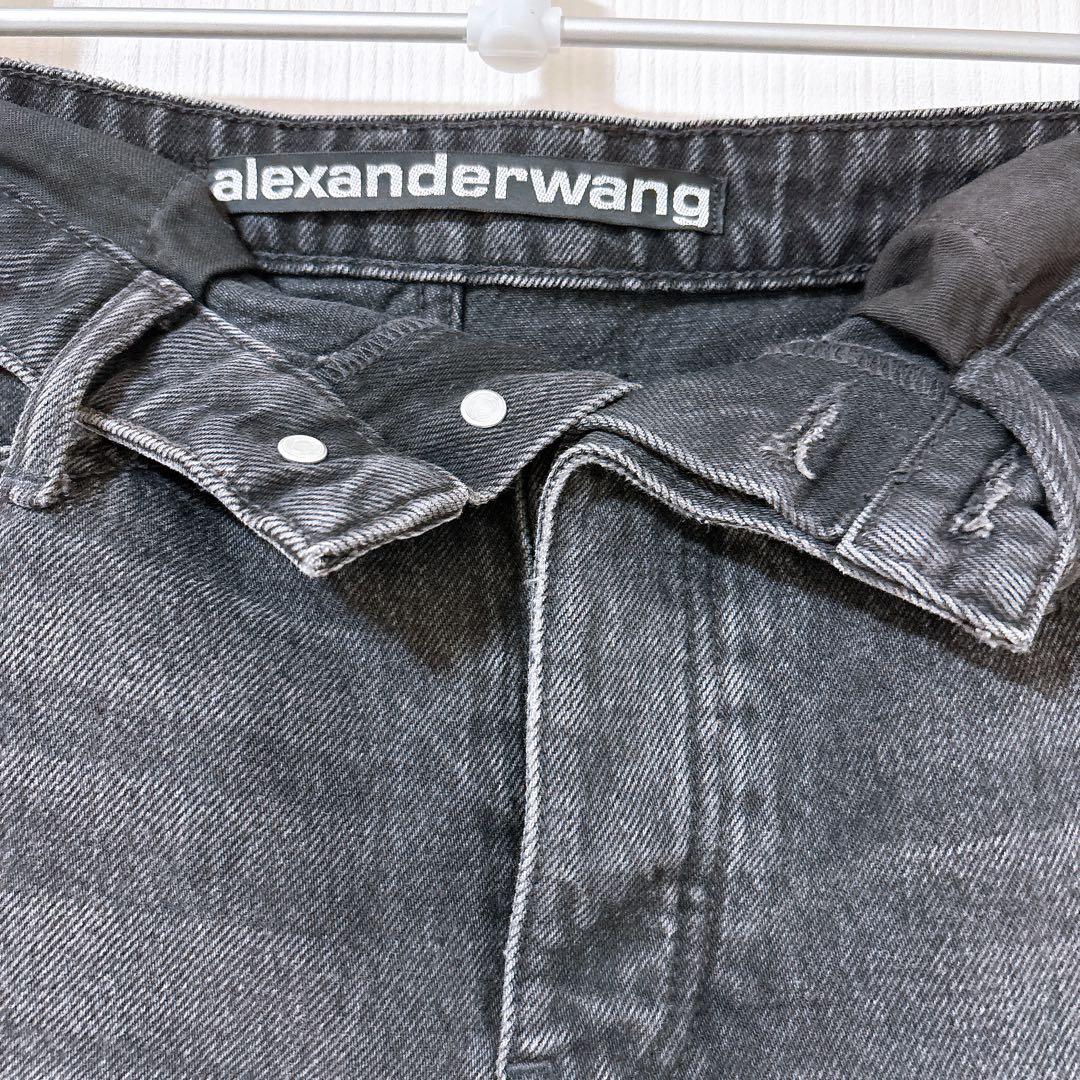 アレキサンダーワン　ロゴ　ダメージ　デニム　ショートパンツ　変形　ブラック　黒