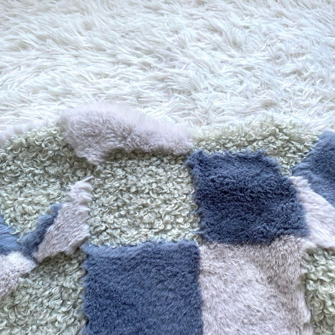 FUR FUR エコファー　ミックスブルゾン　ファーコート　ジャケット　ブルー