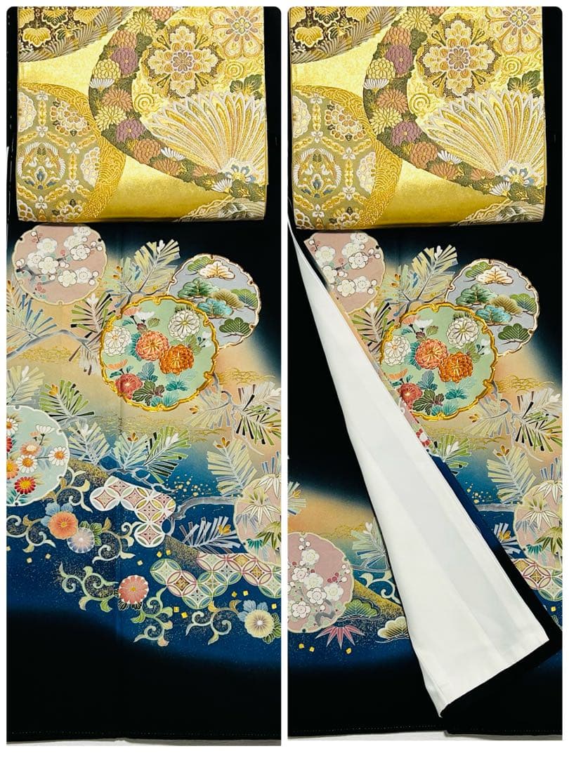 新品　作家物美しい京友禅に大きめ金駒刺繍12個付き品格溢れる黒留袖フルセット