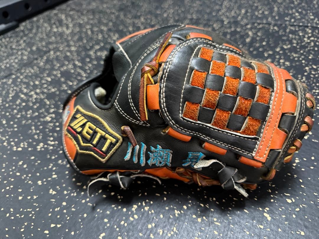 ZETT プロステイタス プロ野球選手実使用 硬式グローブ 黒/オレンジ
