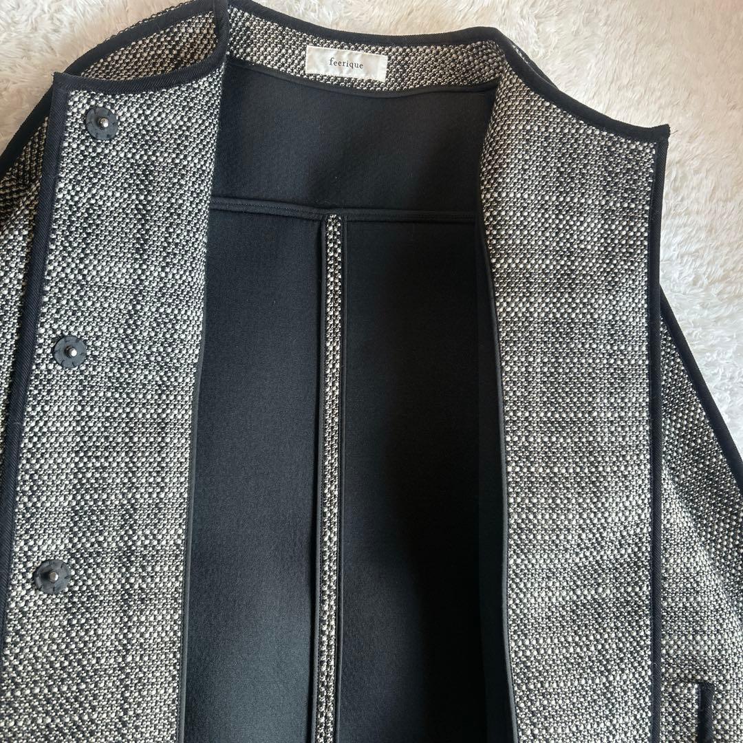 【美品】feerique フィーリックダンボールボンディングツィードコートXL