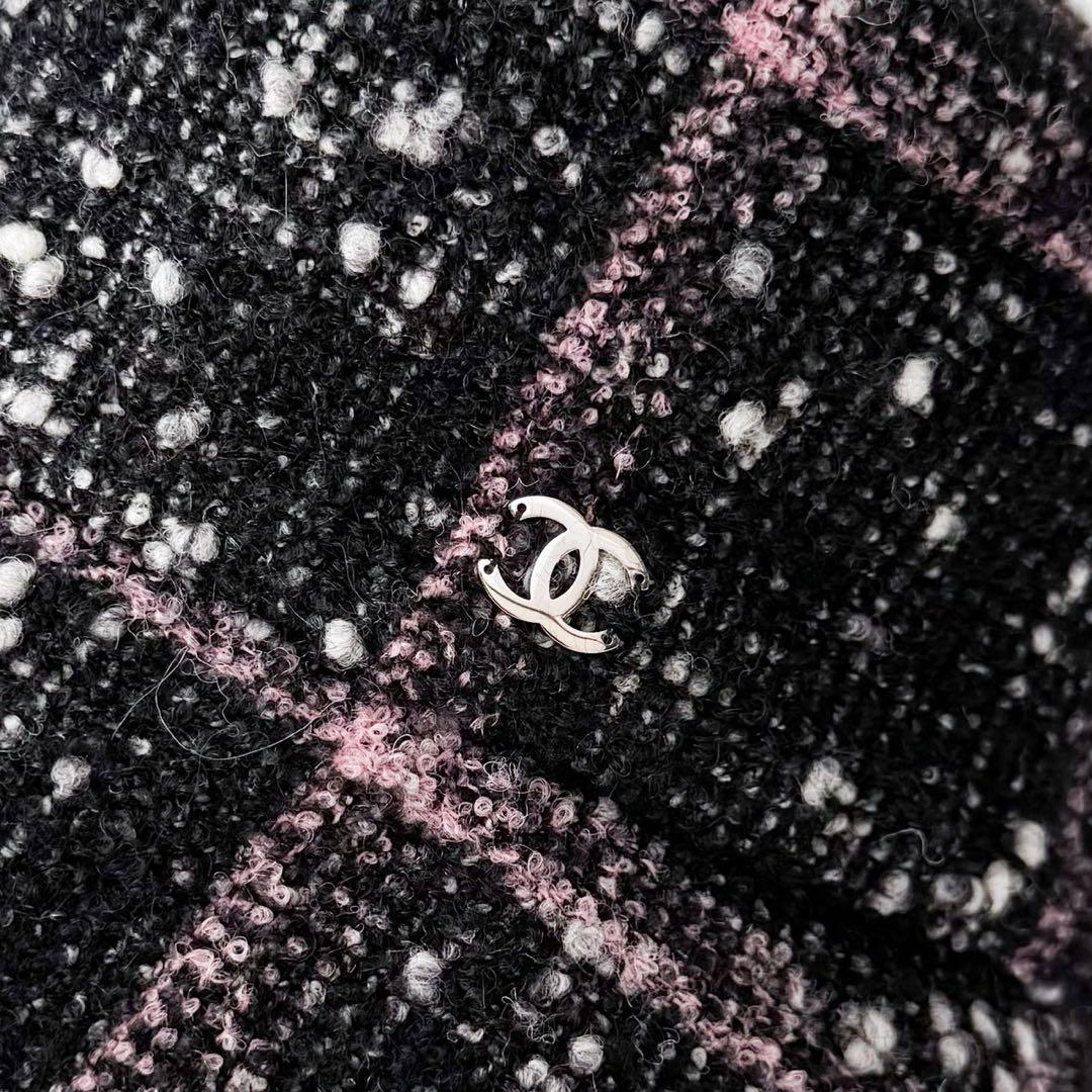 美品 CHANEL ツイードバケットハット ココマーク 近年モデル ブラック Ｍ