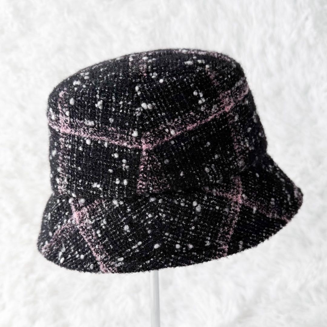 美品 CHANEL ツイードバケットハット ココマーク 近年モデル ブラック Ｍ