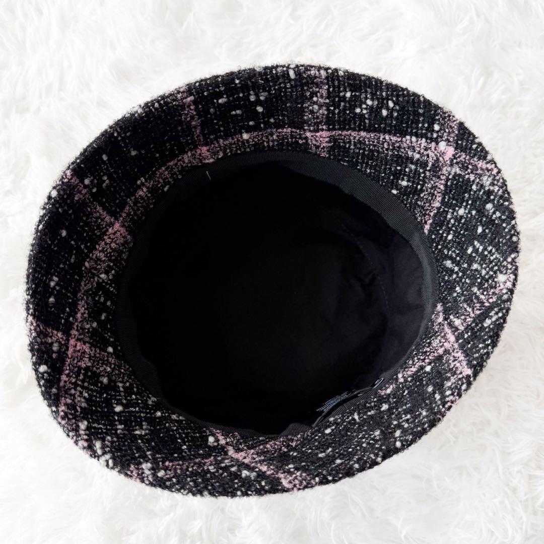 美品 CHANEL ツイードバケットハット ココマーク 近年モデル ブラック Ｍ