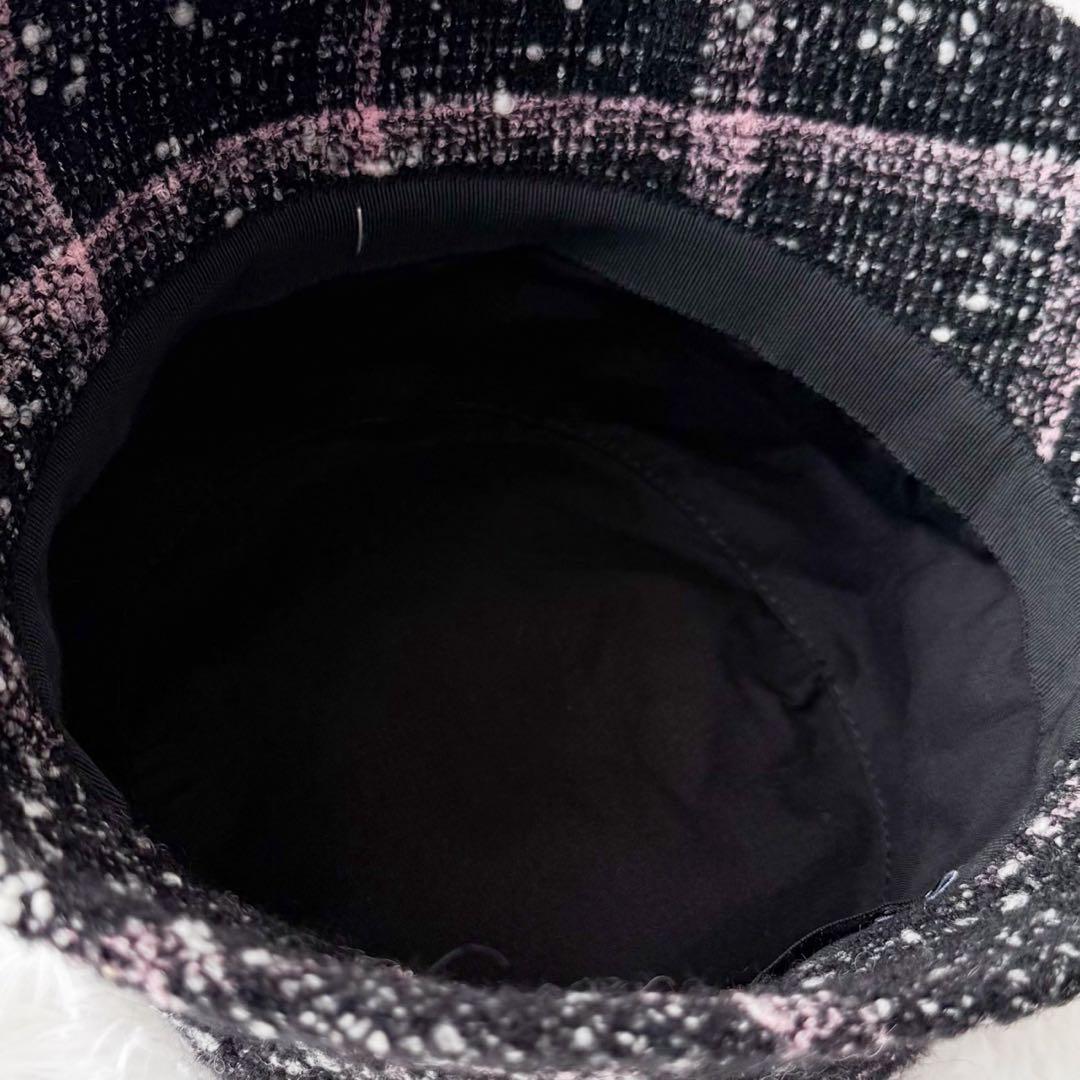 美品 CHANEL ツイードバケットハット ココマーク 近年モデル ブラック Ｍ