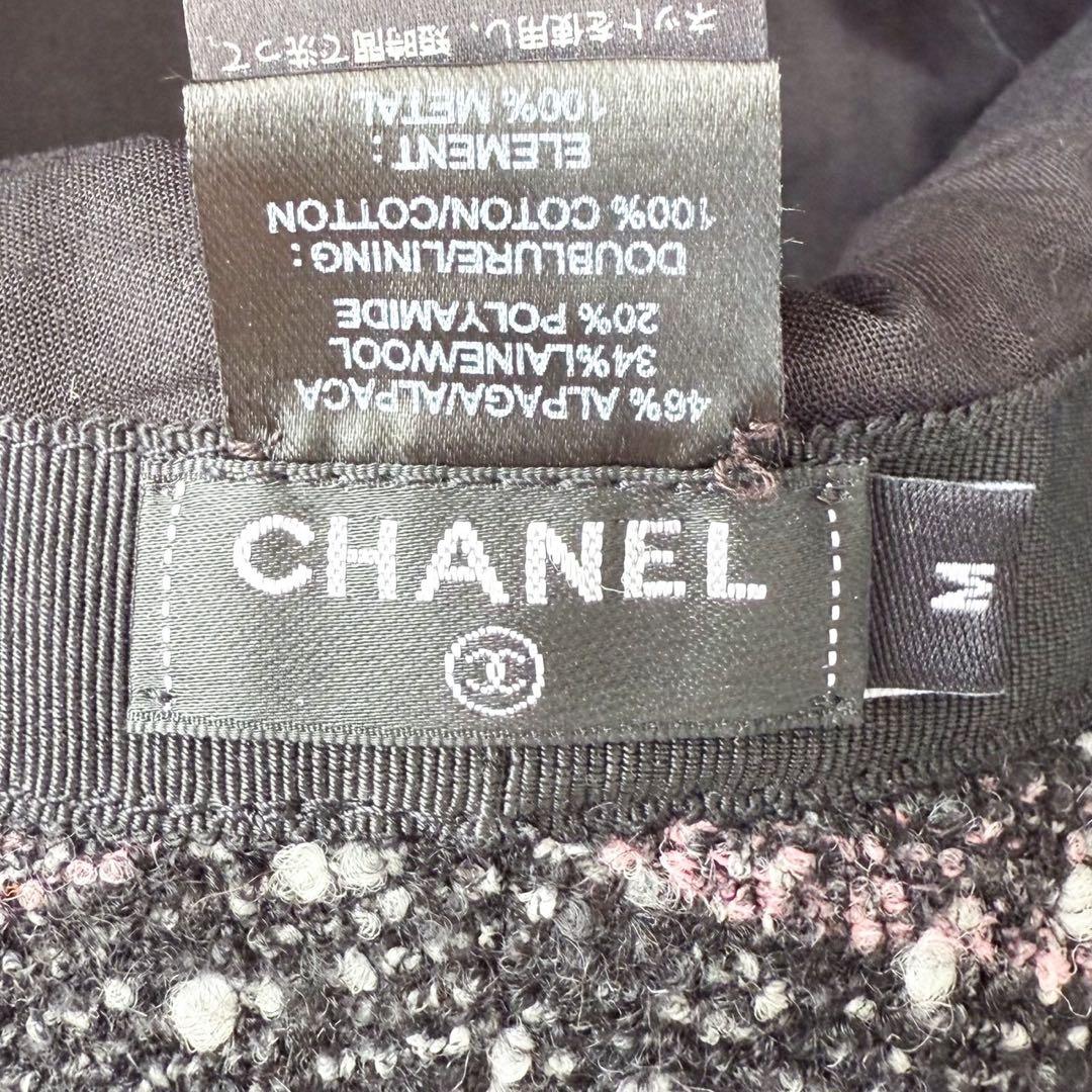 美品 CHANEL ツイードバケットハット ココマーク 近年モデル ブラック Ｍ