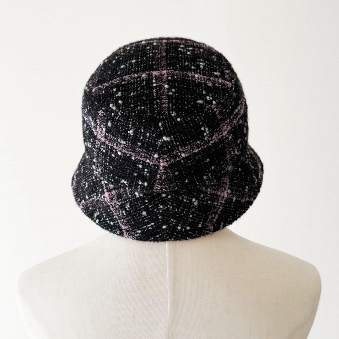 美品 CHANEL ツイードバケットハット ココマーク 近年モデル ブラック Ｍ