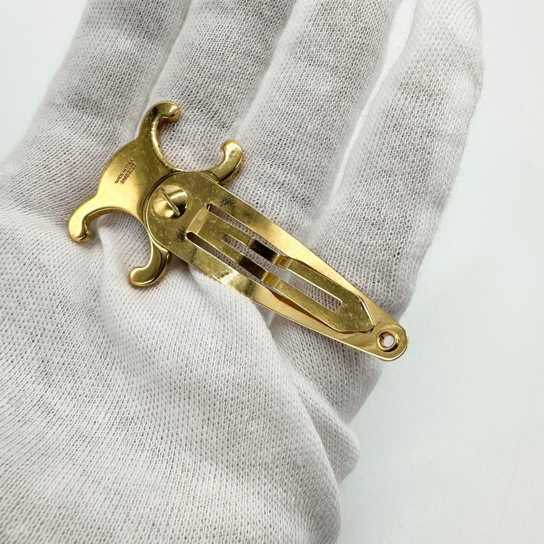 【美品】 CELINE セリーヌ ヘアクリップ トリオンフ ピン ゴールド