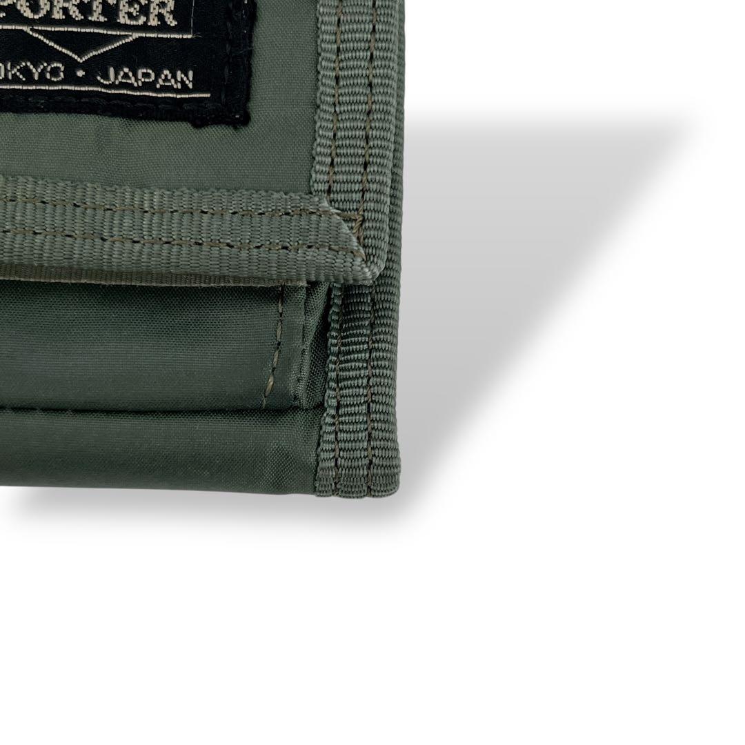 PORTER ポーター　三つ折り財布　カプセル　ロゴ　モスグリーン　ナイロン