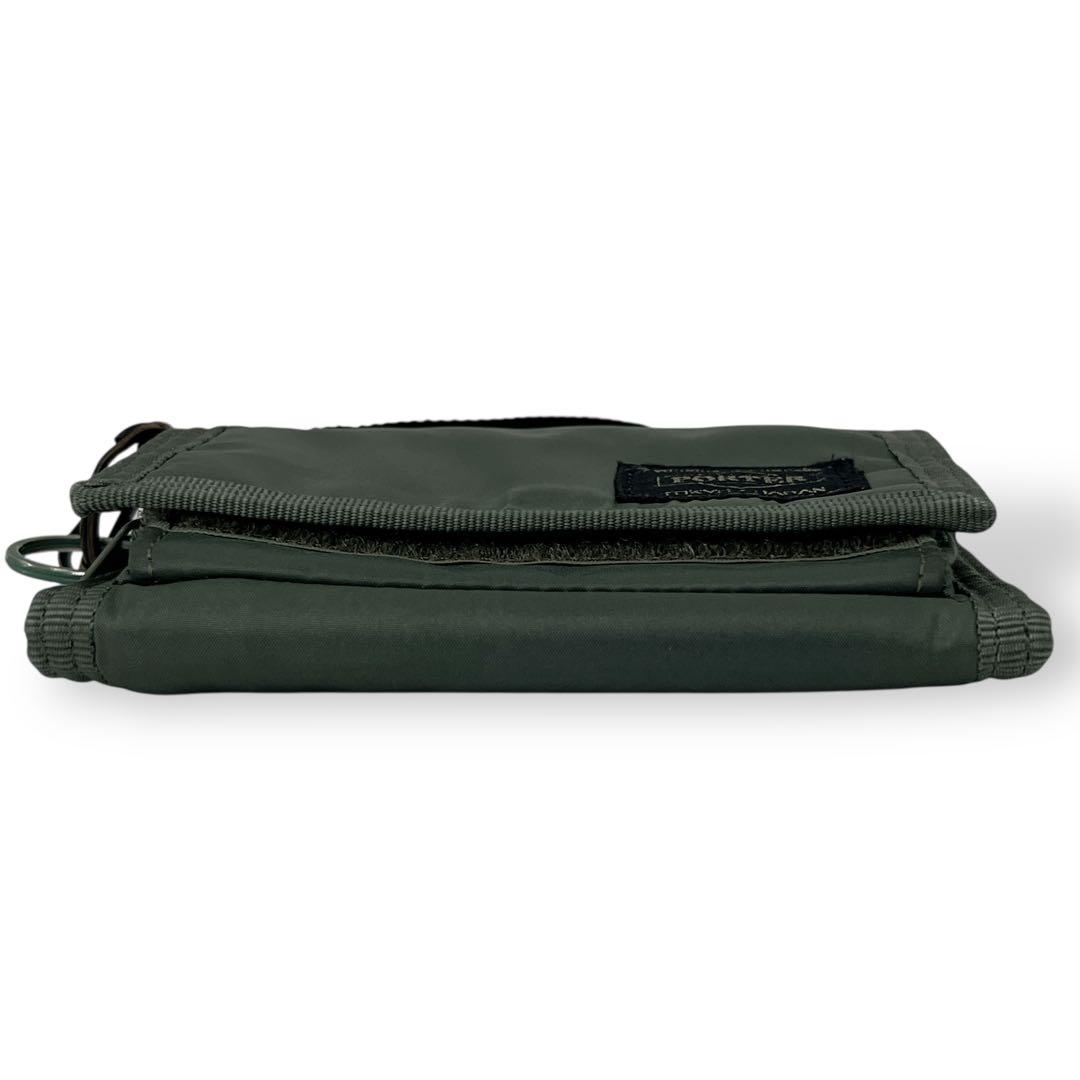 PORTER ポーター　三つ折り財布　カプセル　ロゴ　モスグリーン　ナイロン