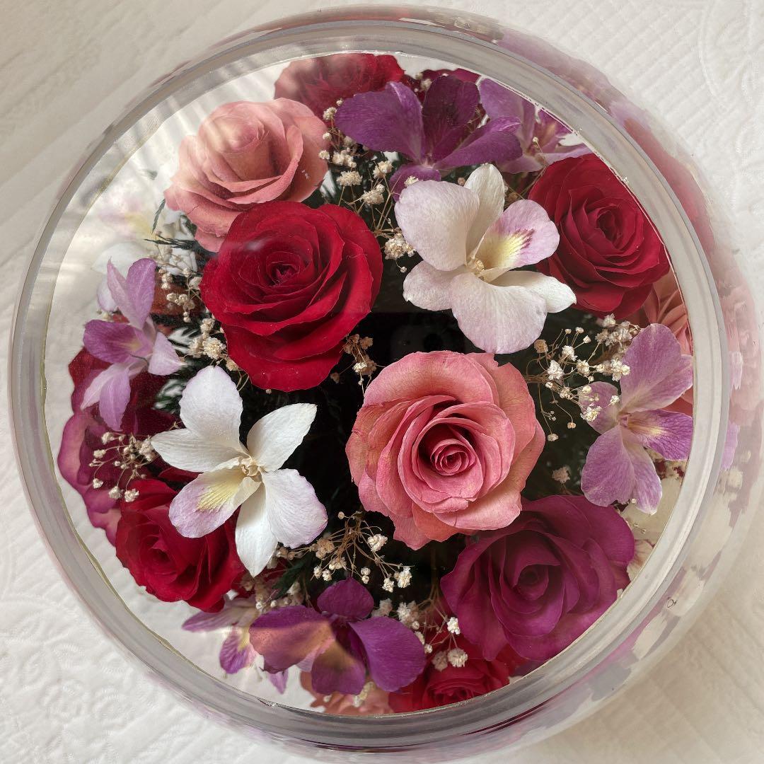 りり★ブリザーブドフラワー　特大　ガラスドーム