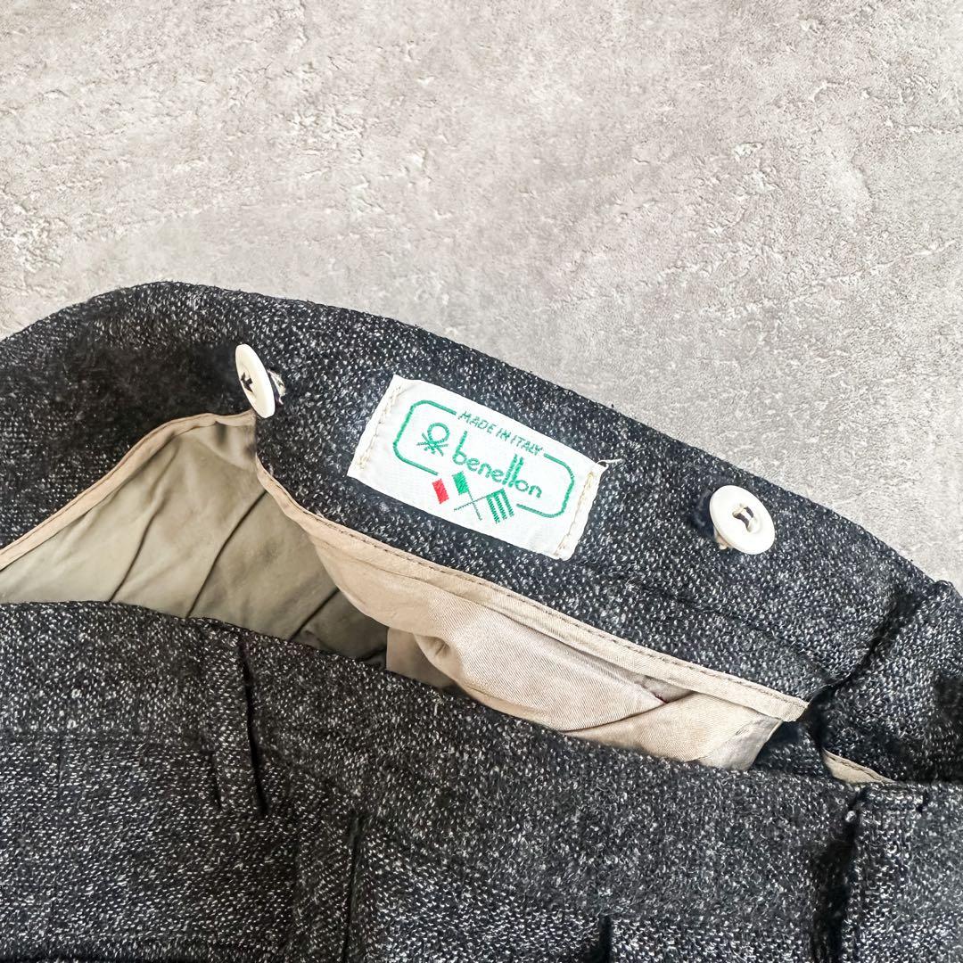 80s BENETTON イタリア製 ツータック ウール レーヨン スラックス