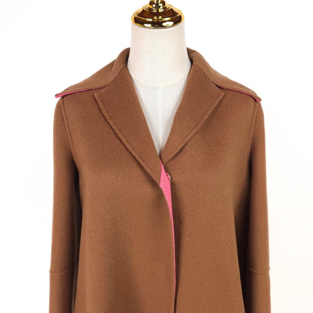 極美品 マックスマーラ クチートアマーノ リバーシブル コート ピンク ブラウン