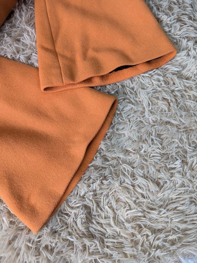 ソニアリキエル シルク コート 丸襟 フレア袖 Aライン オレンジ 40