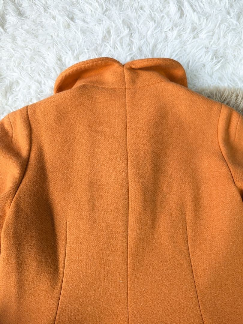 ソニアリキエル シルク コート 丸襟 フレア袖 Aライン オレンジ 40