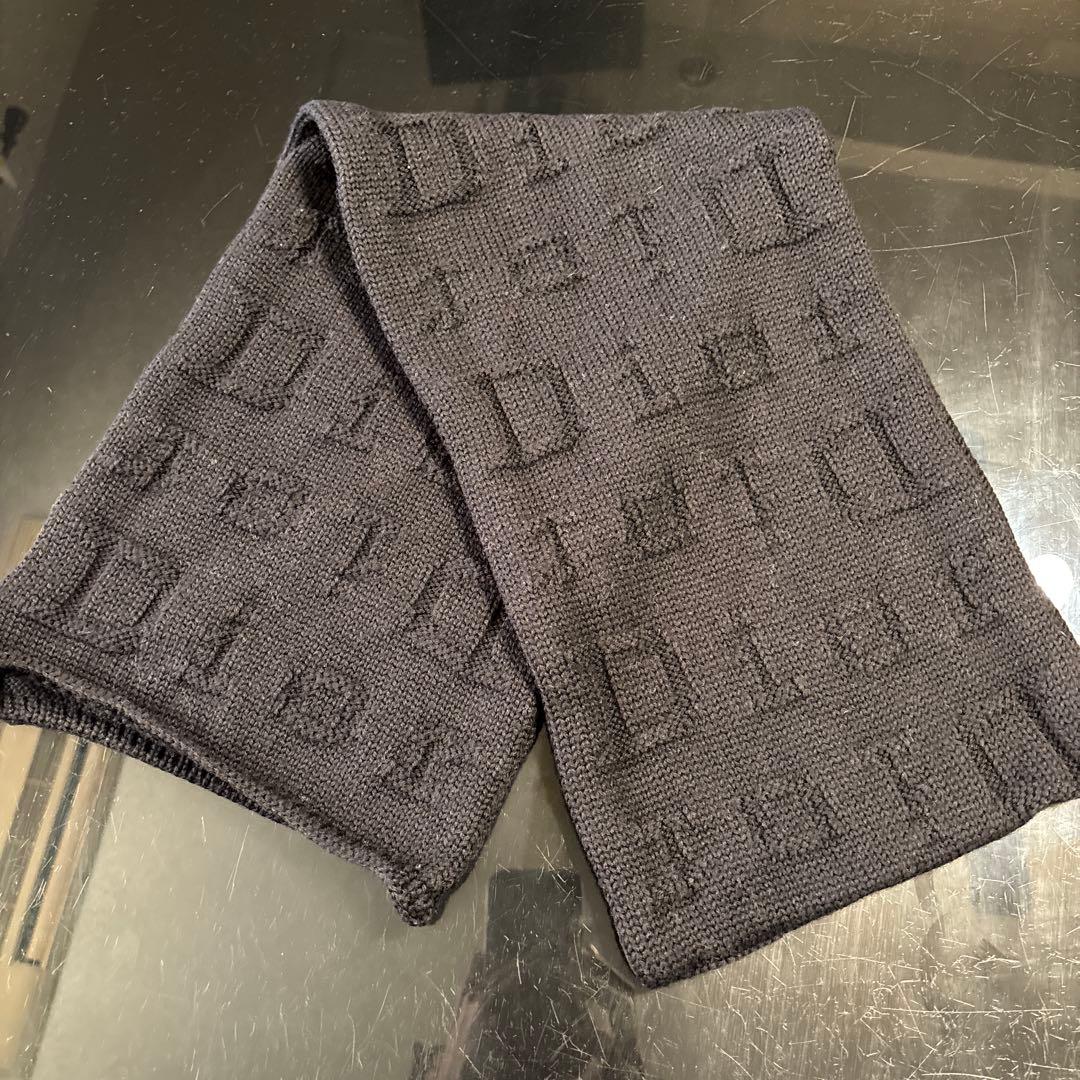 Christian Dior ブラック ニットマフラー　美品