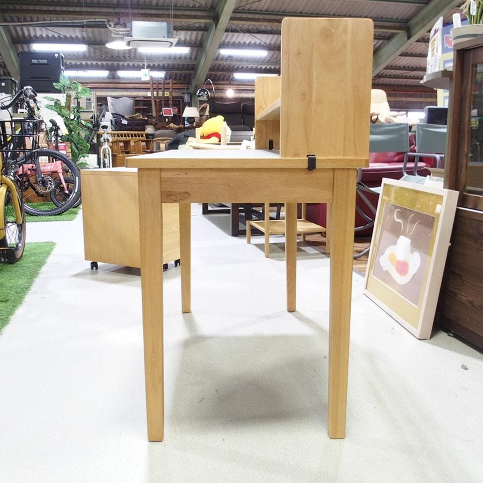 MUJI/無印良品 リノリウム天板 オーク材 木製デスク デスク棚付き 美品