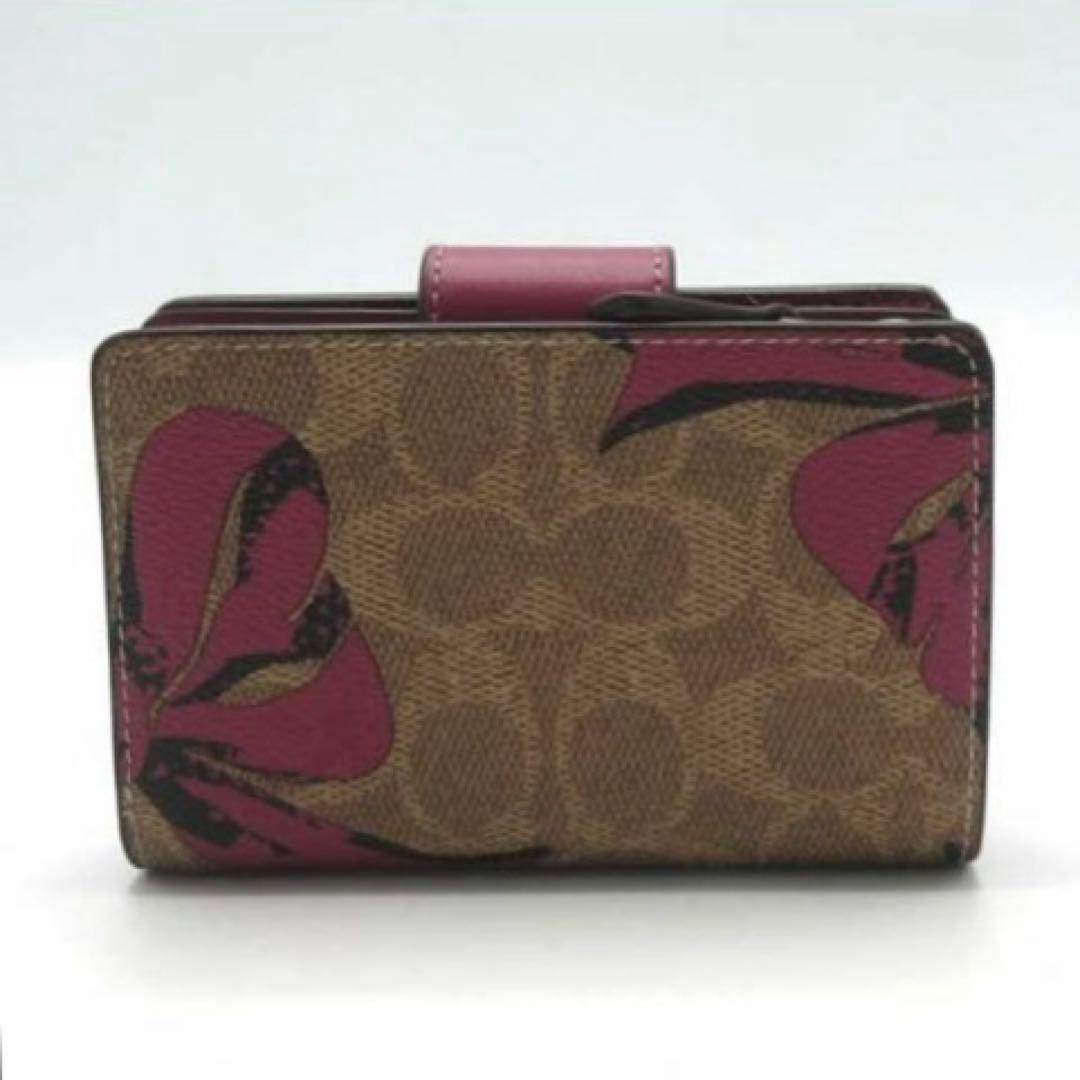 新品未使用 COACH 二つ折り財布 シグネチャー リボン柄 プレゼント 可愛い