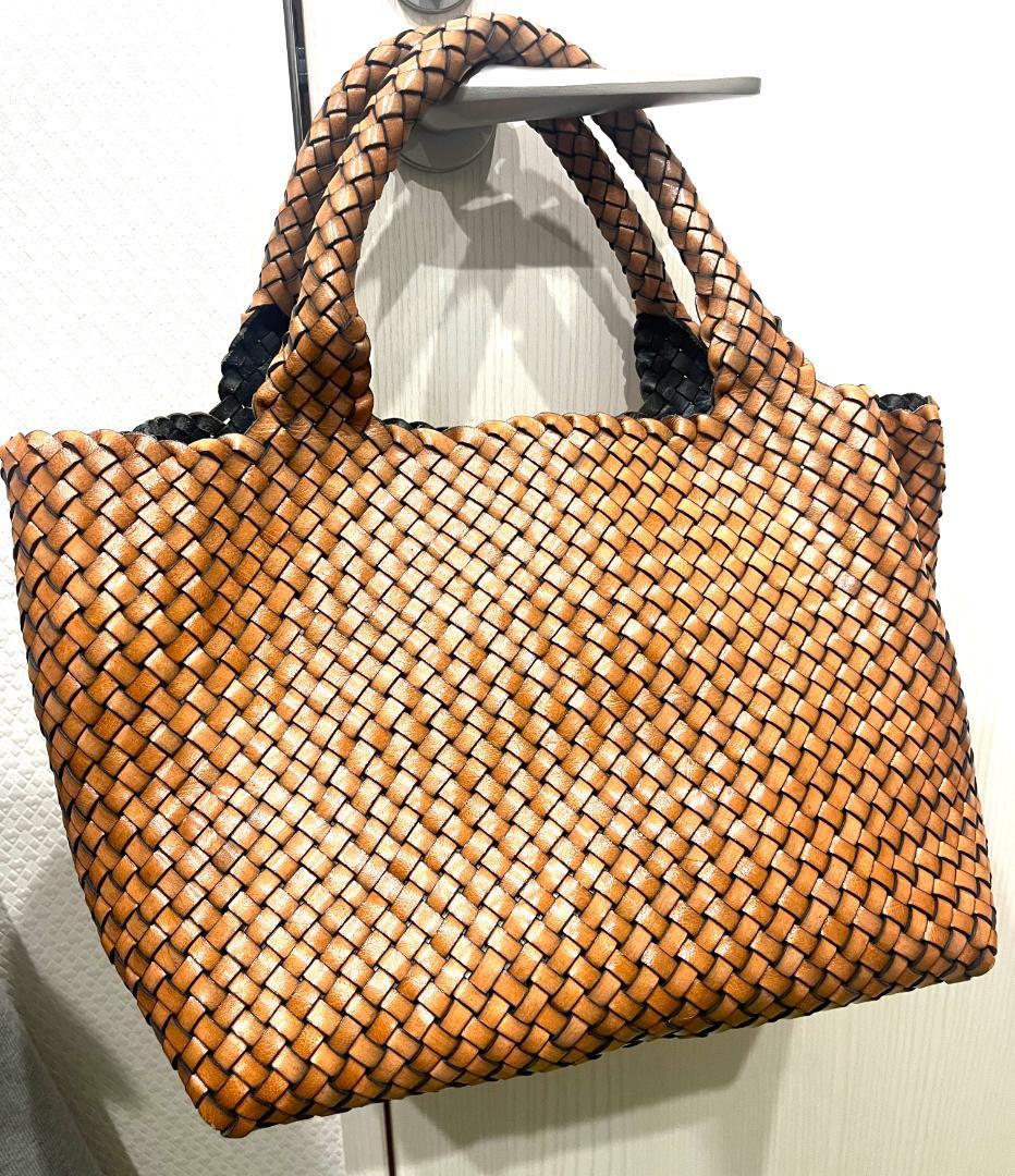 HIROFU ヒロフ イントレチャート レザートートバッグ ブラウン 本革 袋付