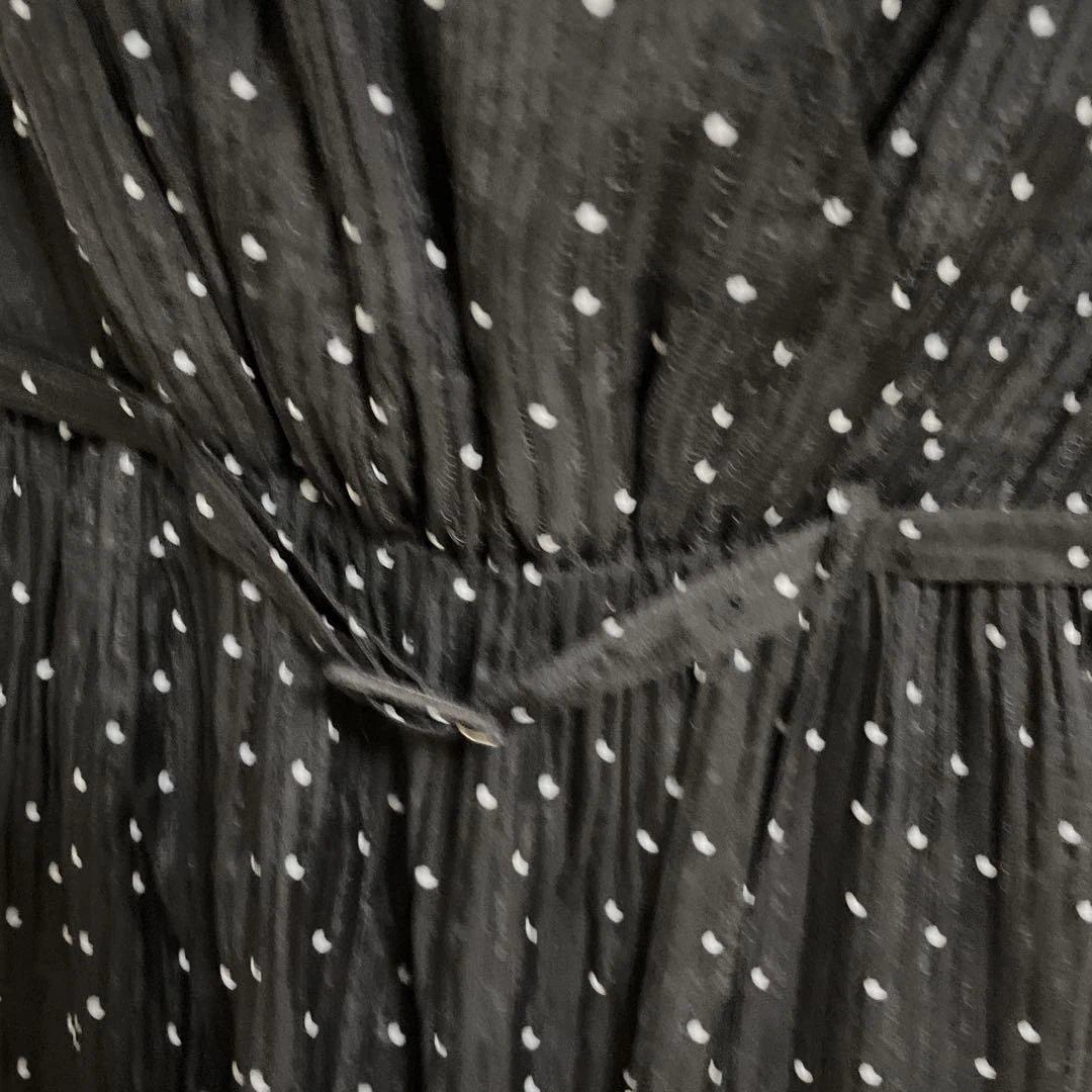 Tiered Polka-Dot Long Dress M 黒