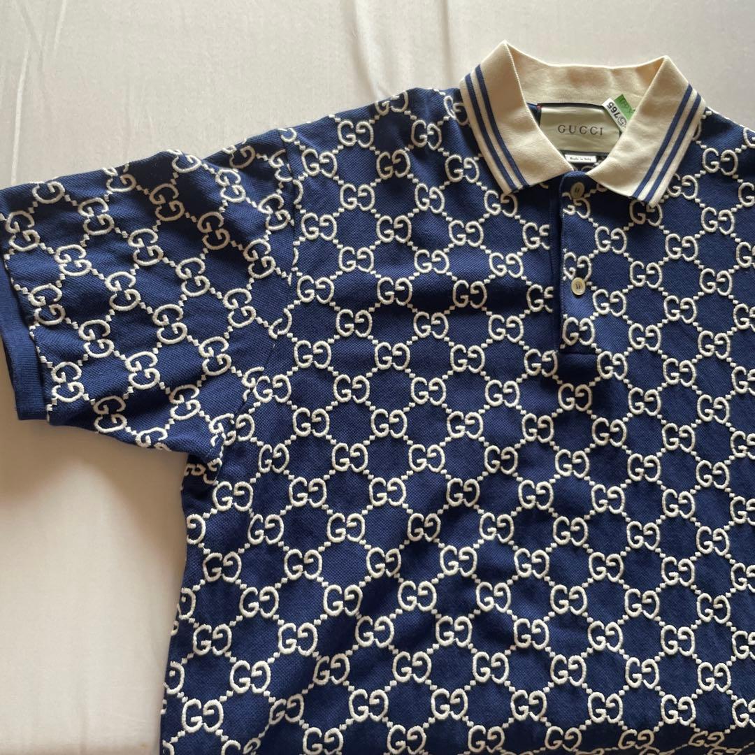 GUCCI GGロゴポロシャツ ネイビー サイズ14 (L)