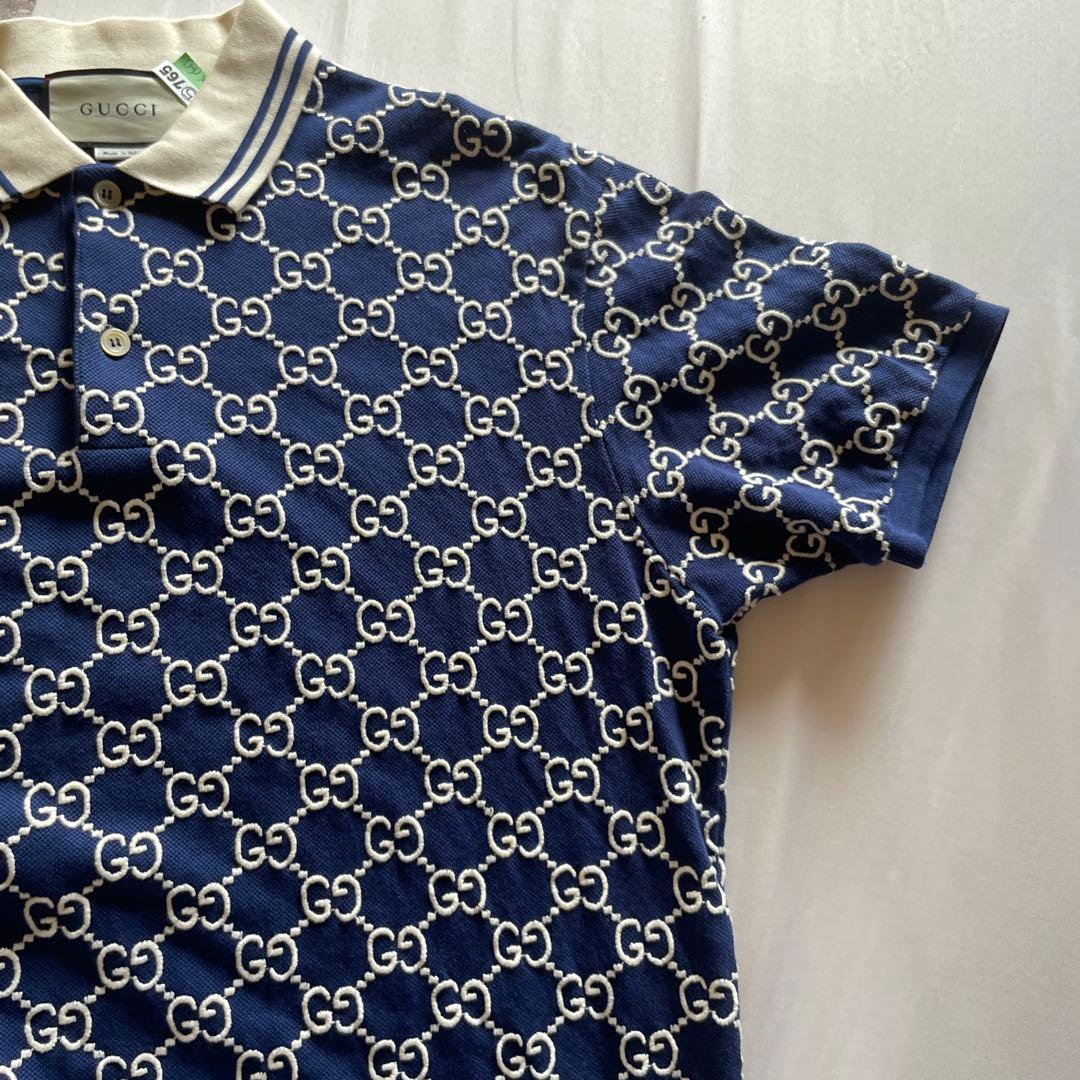 GUCCI GGロゴポロシャツ ネイビー サイズ14 (L)
