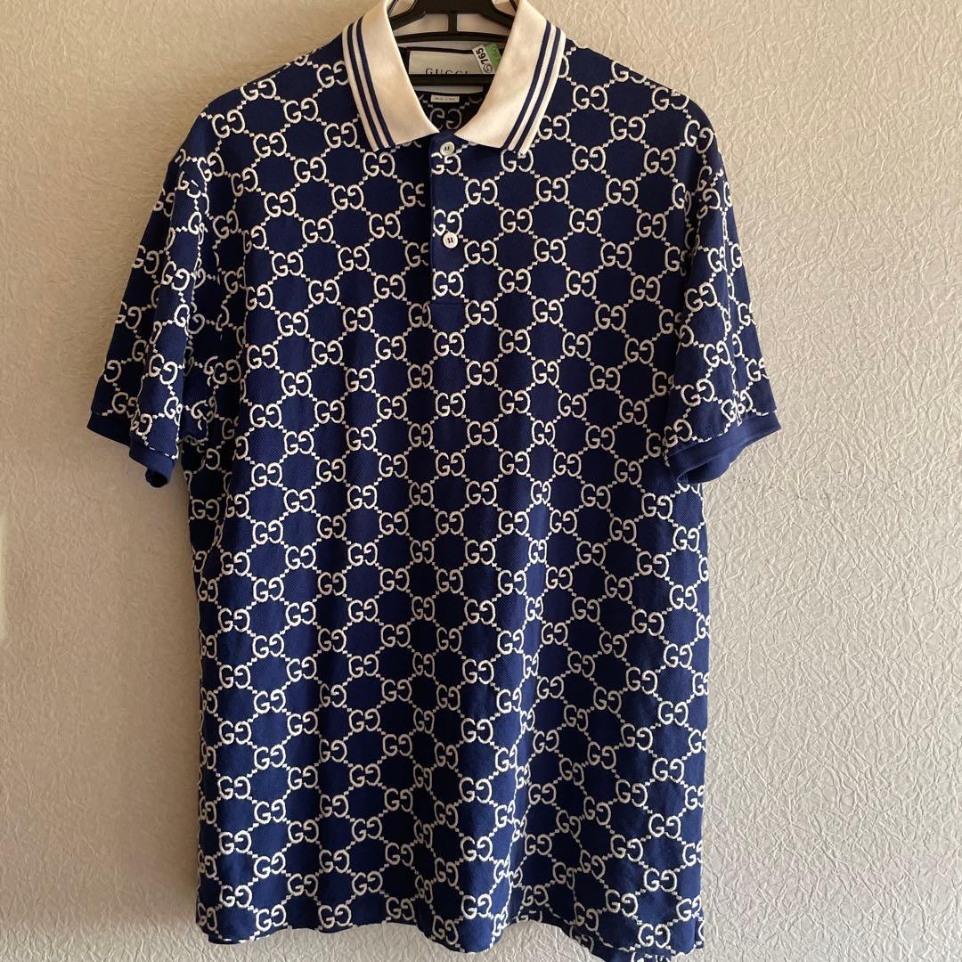 GUCCI GGロゴポロシャツ ネイビー サイズ14 (L)