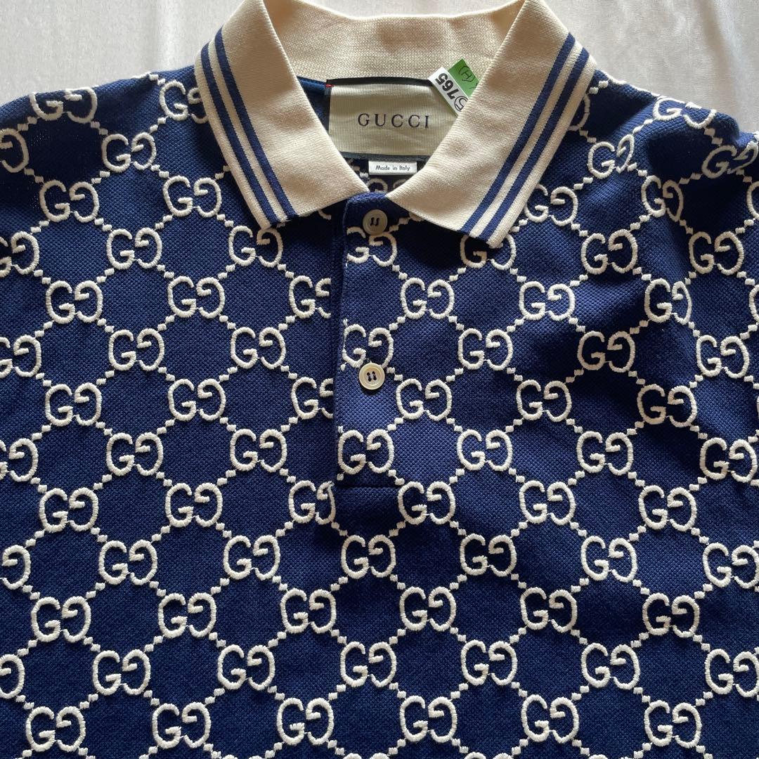 GUCCI GGロゴポロシャツ ネイビー サイズ14 (L)