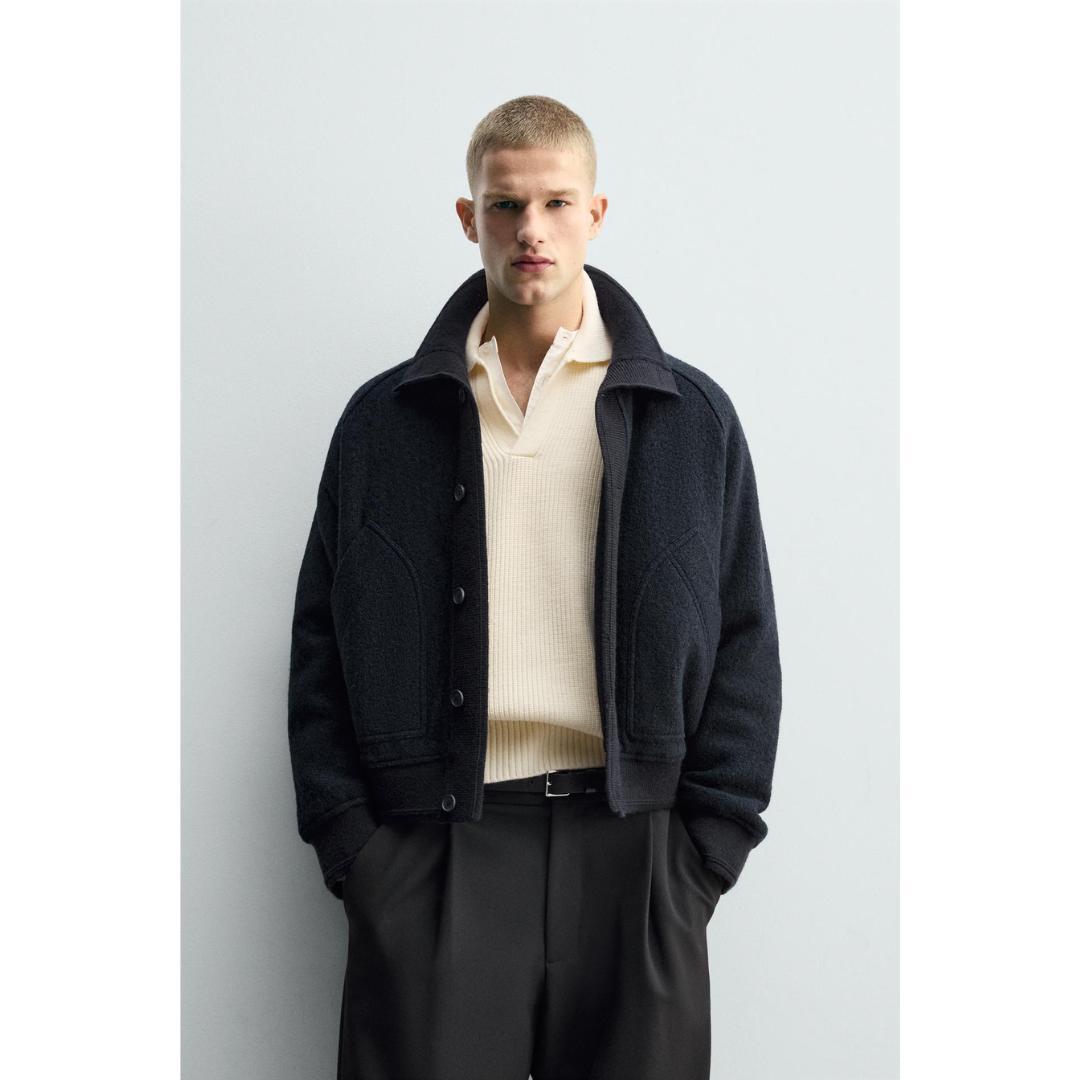 ZARA リブ襟切り替えジャケット Mサイズ