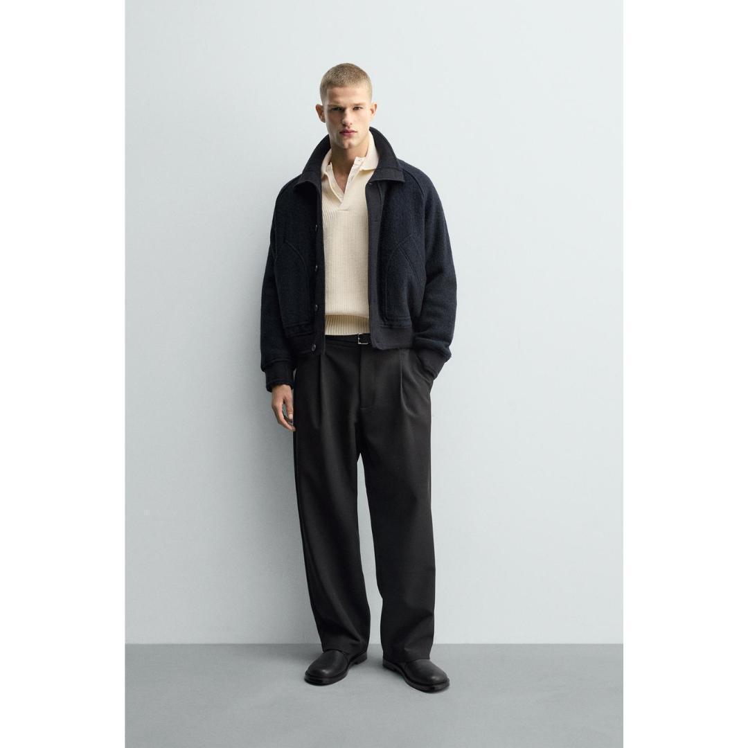 ZARA リブ襟切り替えジャケット Mサイズ