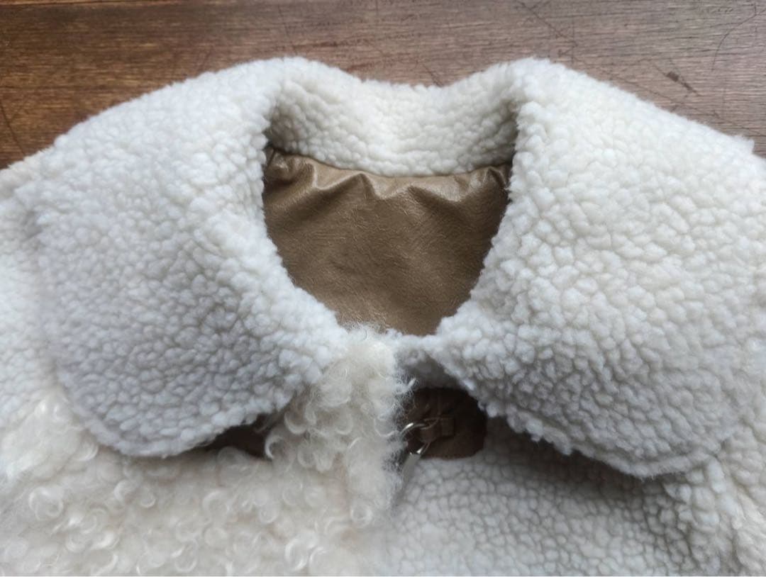 ジャケット・アウター cara reversible patchwork mouton coat