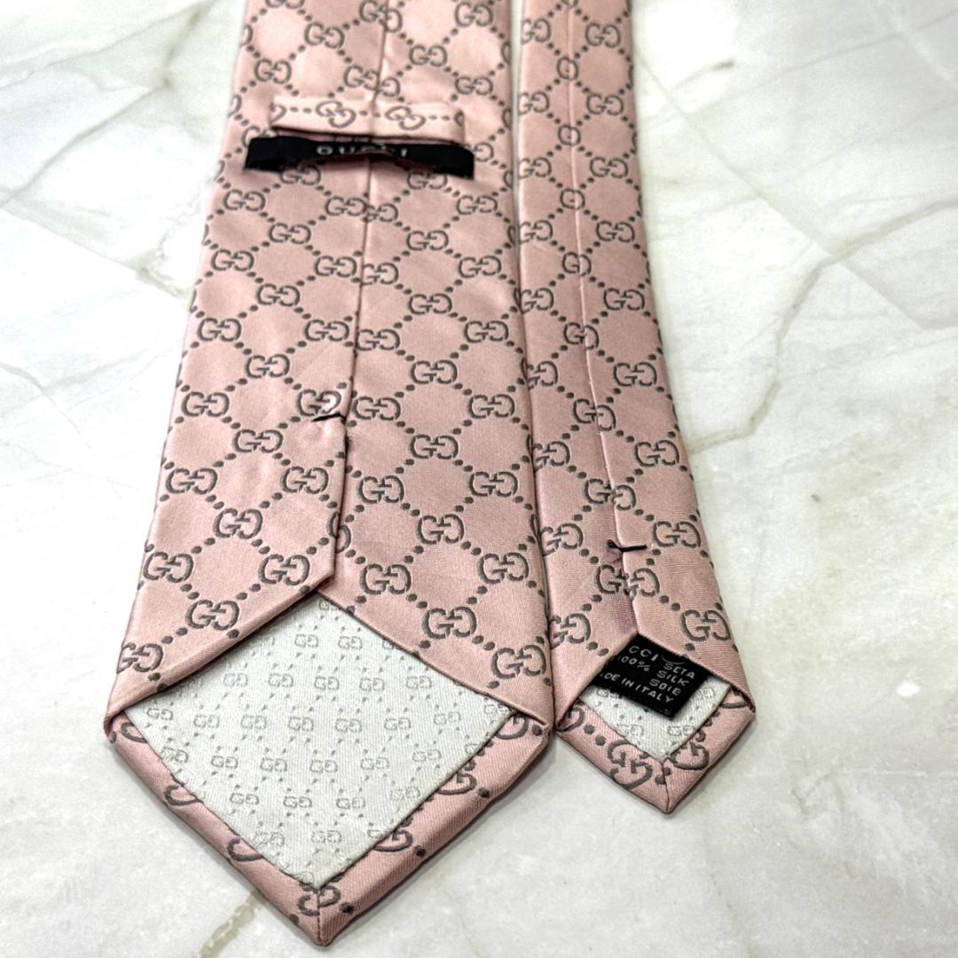 ☆即発 Gucci グッチ GG柄 ネクタイ ペールピンク シルク ジャカード織