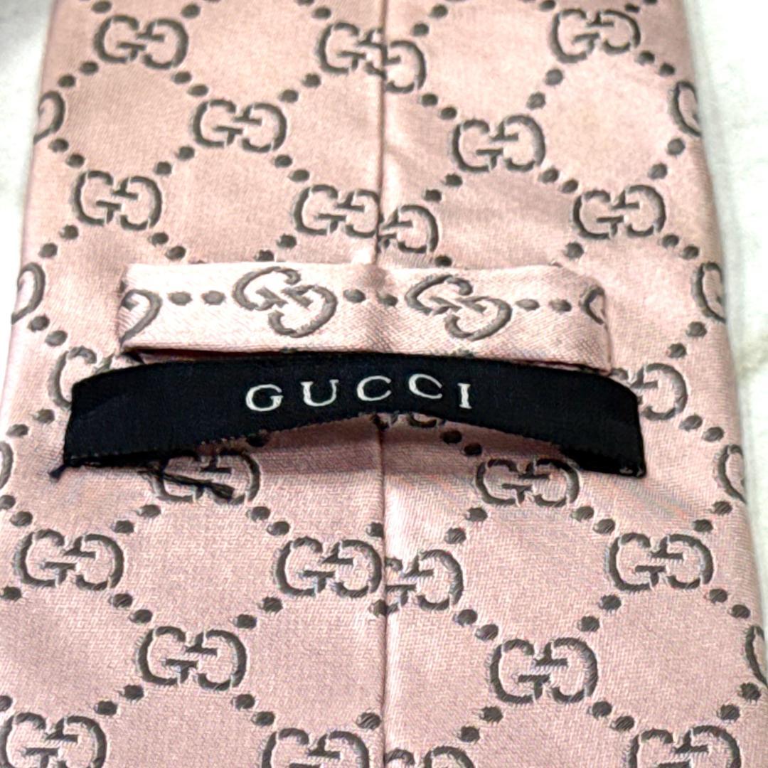 ☆即発 Gucci グッチ GG柄 ネクタイ ペールピンク シルク ジャカード織