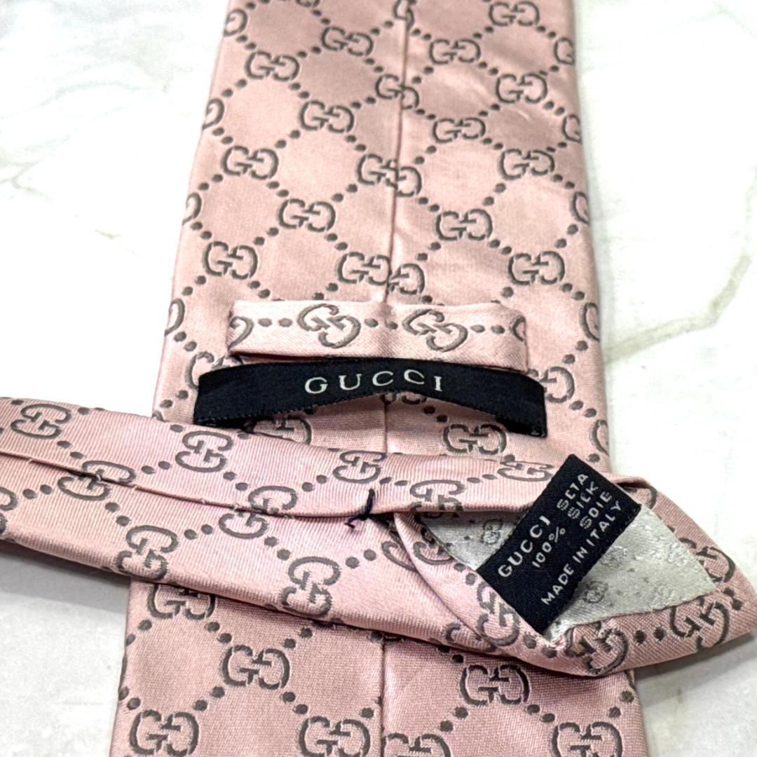☆即発 Gucci グッチ GG柄 ネクタイ ペールピンク シルク ジャカード織