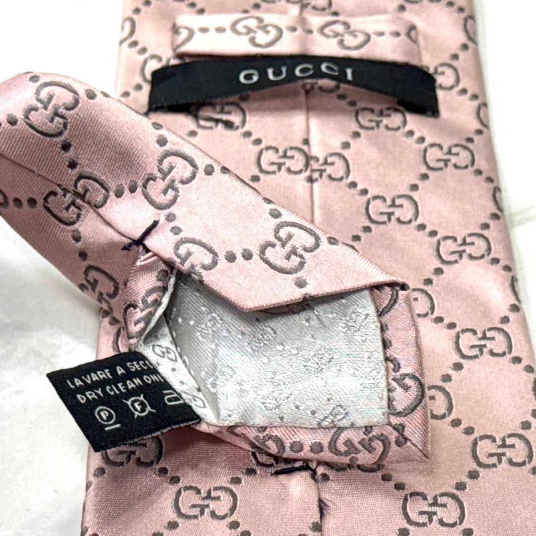 ☆即発 Gucci グッチ GG柄 ネクタイ ペールピンク シルク ジャカード織