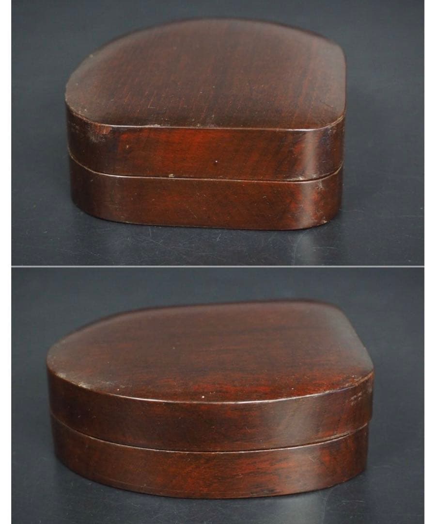 送料無料　中国古硯 　小振り『池中蝸牛』彫刻歙硯 　7.4×6ｃｍ　中国古玩