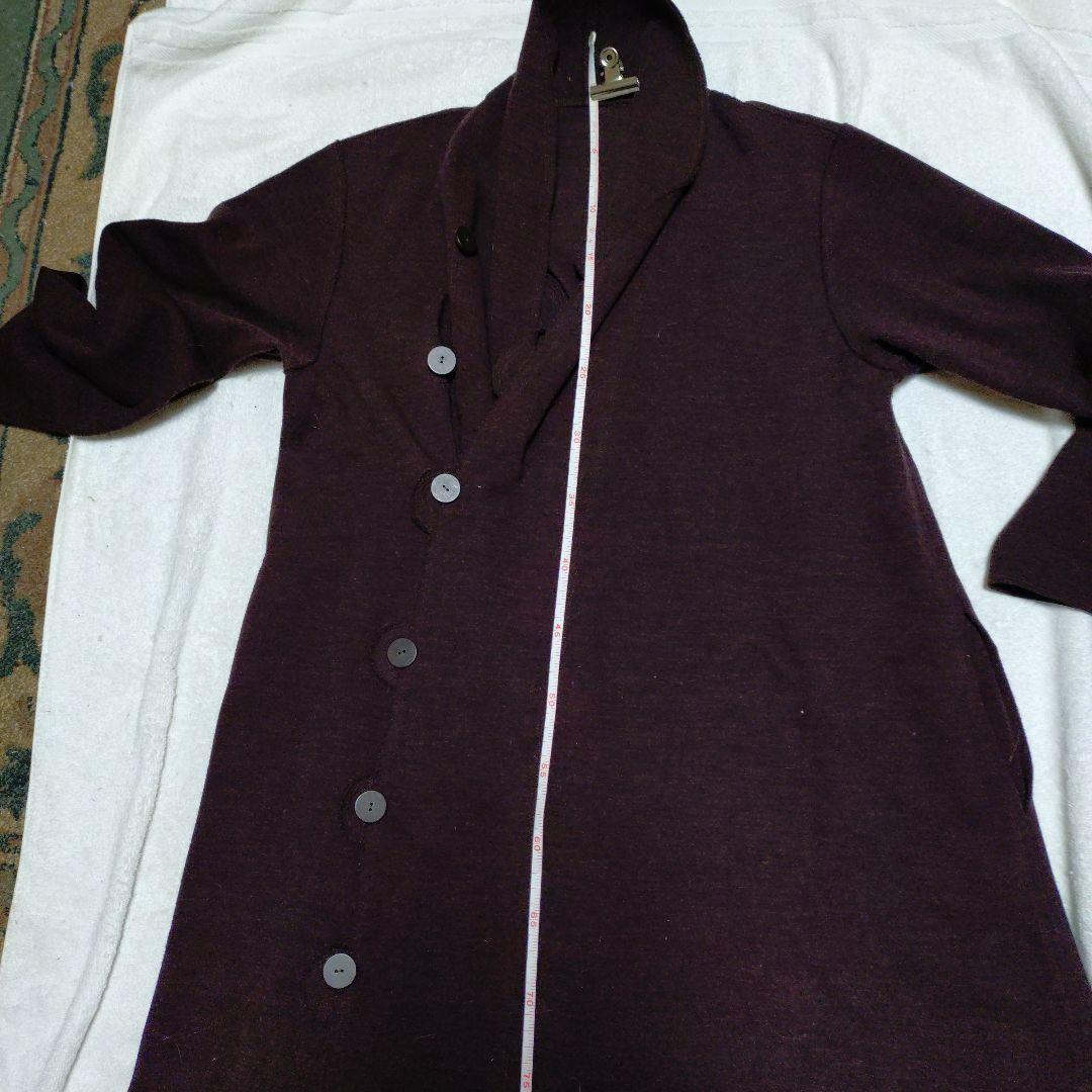 ヨーガンレール　ダークブラウン ボタン付きロングコート　毛100%