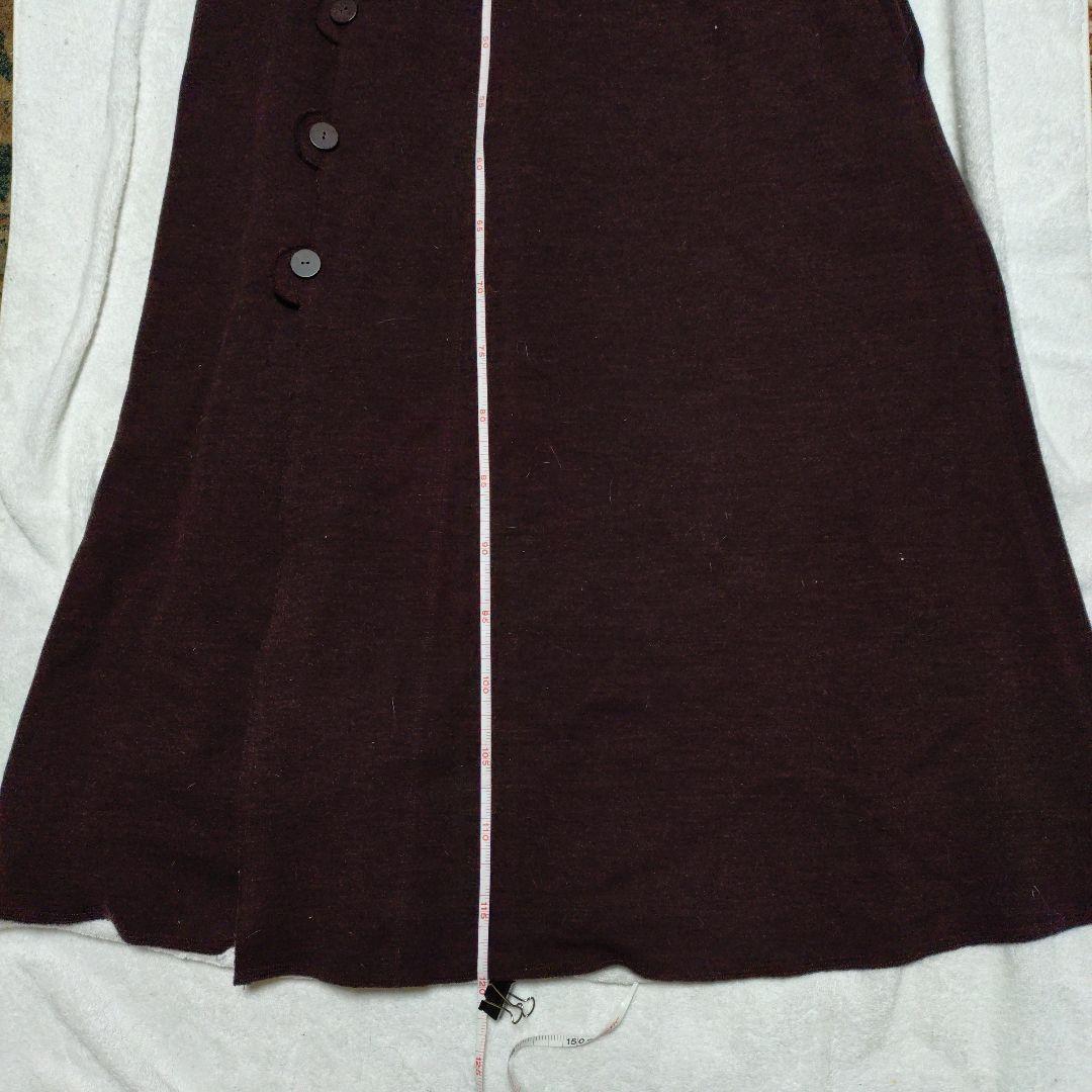 ヨーガンレール　ダークブラウン ボタン付きロングコート　毛100%