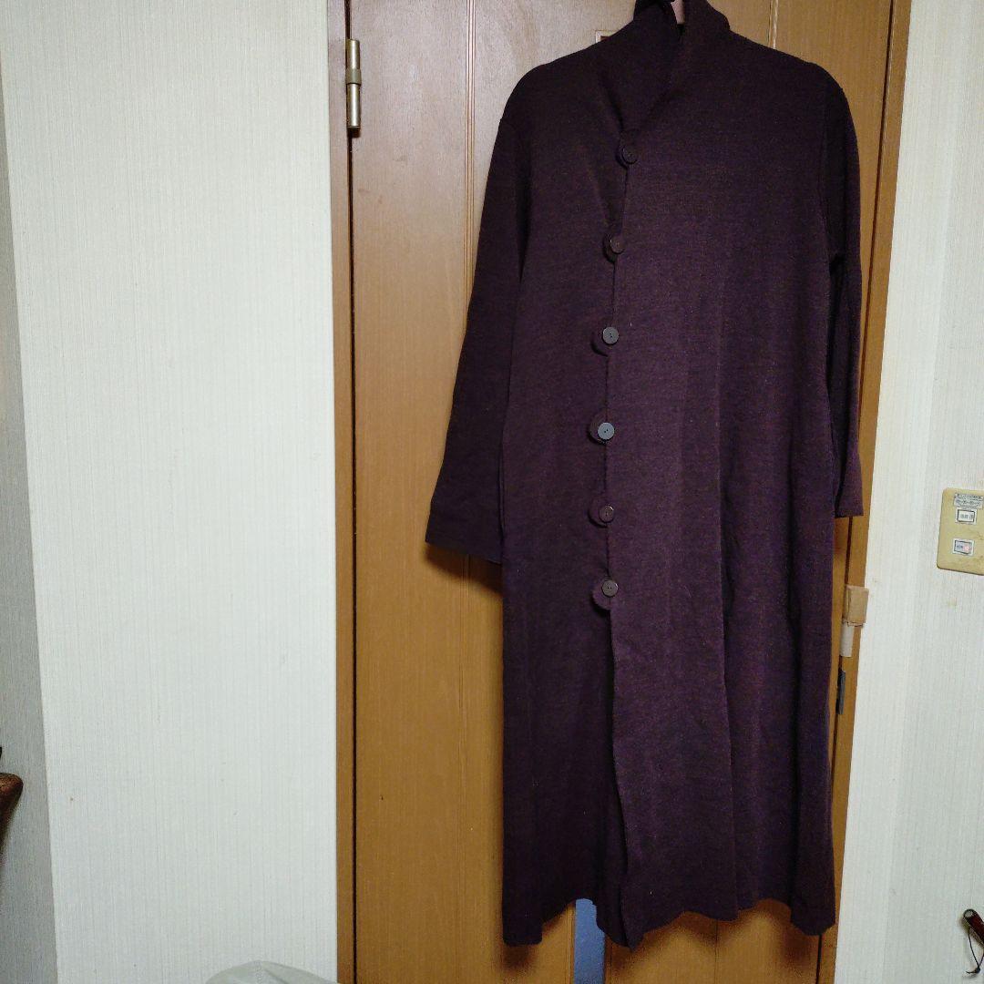ヨーガンレール　ダークブラウン ボタン付きロングコート　毛100%