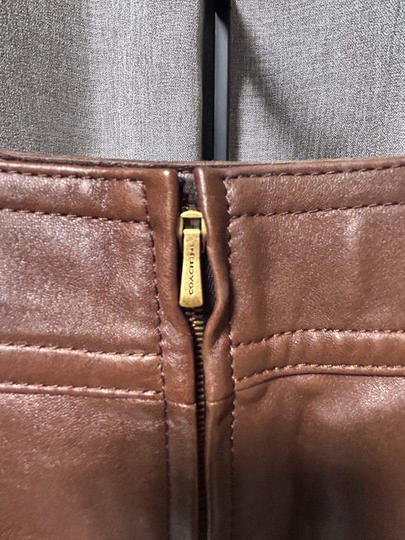 COACH ブラウンレザー ミニスカート