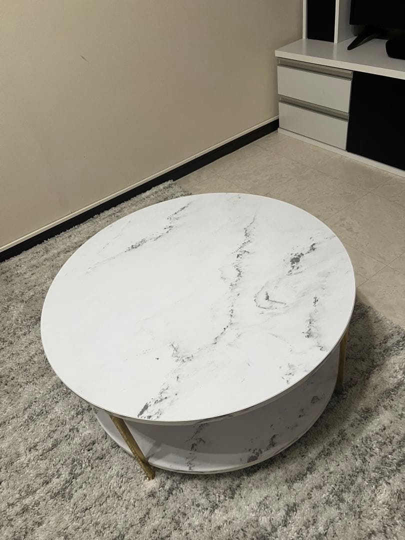 美品 LOWYA ローテーブル センターテーブル 大理石