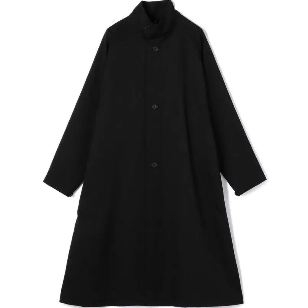 ウールギャバジン スタンドカラーコート