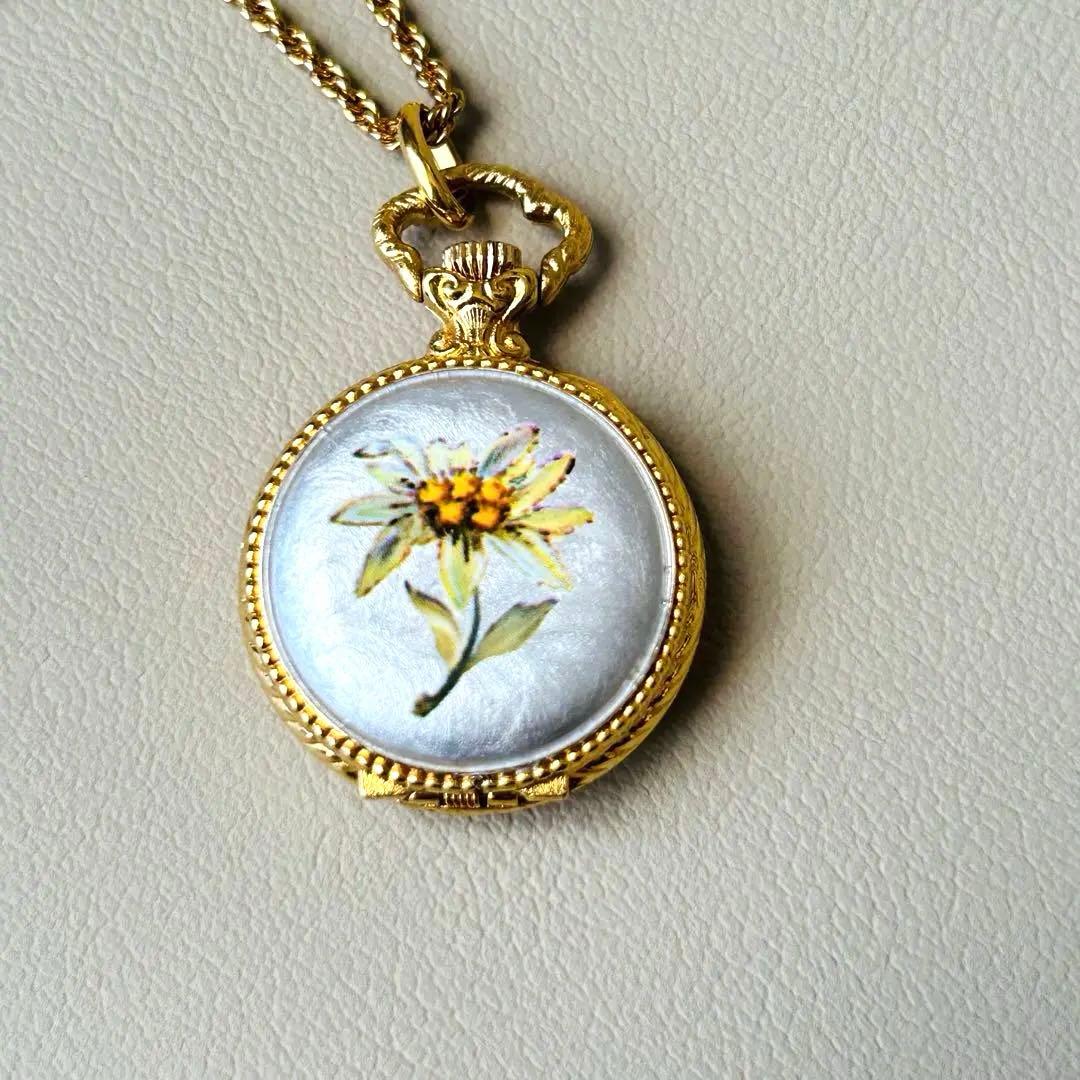 ネコ アンドレムッシュ エナメル 花柄 懐中時計