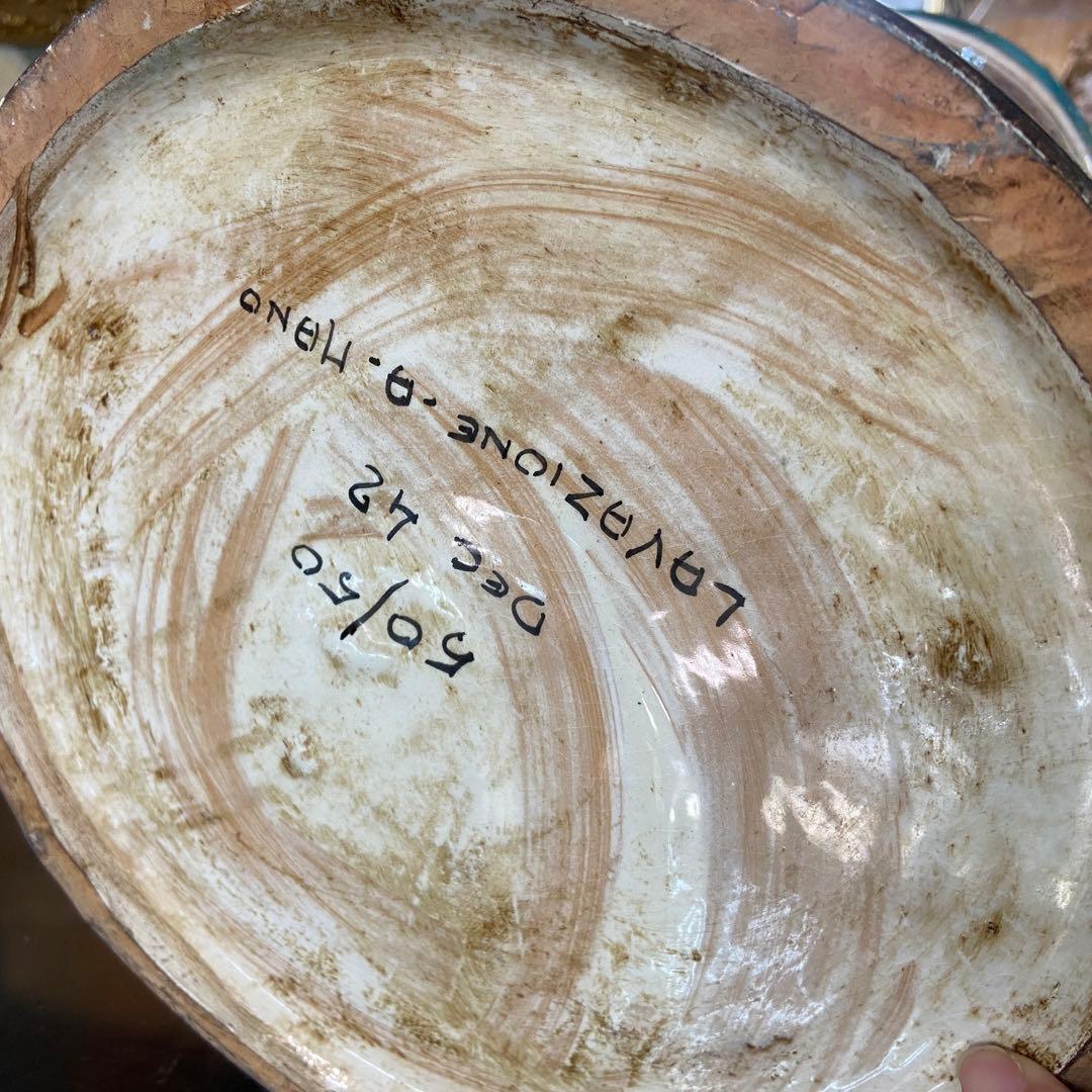 陶器　傘立て　ヴィンテージ　ハンドペイント　明るい花柄　イタリア