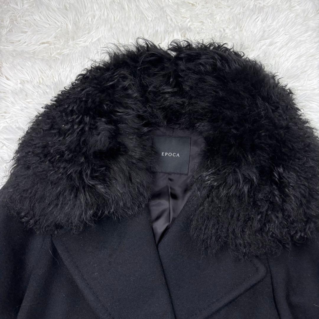 EPOCA エポカ✨ムートンファー付ピーコート ブラック サイズ40