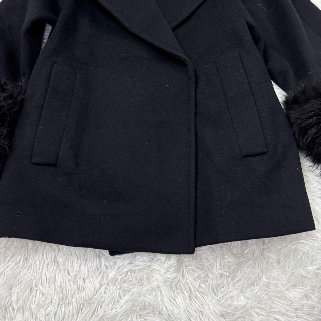 EPOCA エポカ✨ムートンファー付ピーコート ブラック サイズ40