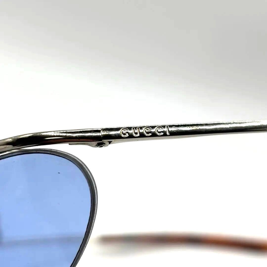 GUCCI グッチ ハーフリム サングラス シルバー レンズ ブルー